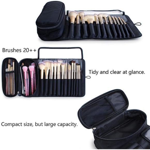Portable Makeup Brush Bag Makeup Brush Case Organier for Travel,Hold 20+ Brushes - Picture 5 of 6